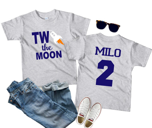 TWO the Moon 2nd Birthday Shirt | Rocket Ship Toddler Birthday Tee | Outer Space Theme Party Shirt | Boy or Girl Second Birthday