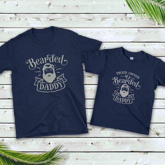 Bearded Daddy and Proud Owner Shirt Set – Matching Father and Child Beard Tees – Funny Father's Day Gift – Daddy and Me Outfits