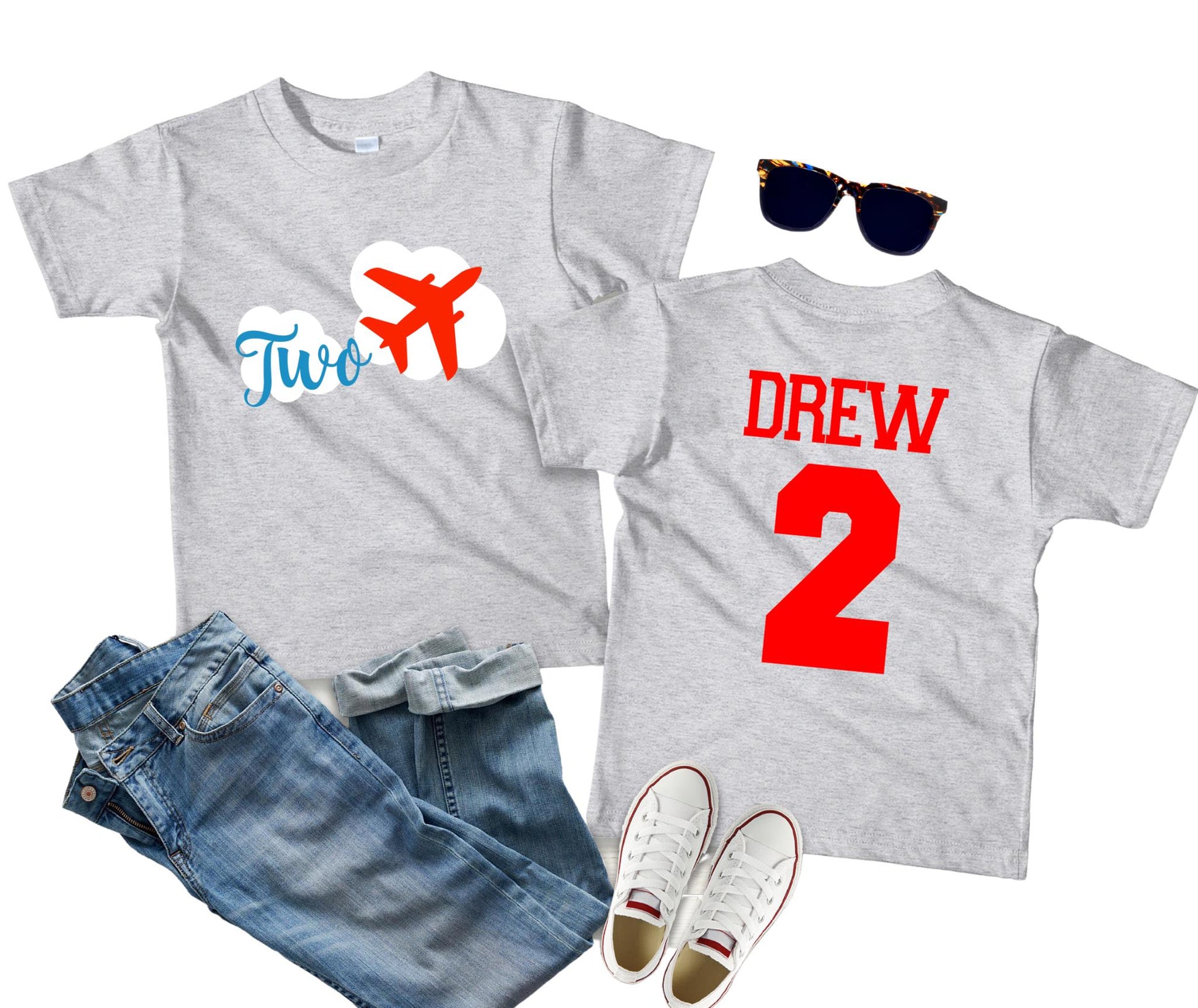 2nd Birthday Airplane Shirt, 4th Birthday, 3rd Birthday, Time Flies Theme Top, Flying into Two Year Old Outfit Gift, Personalized Name Shirt