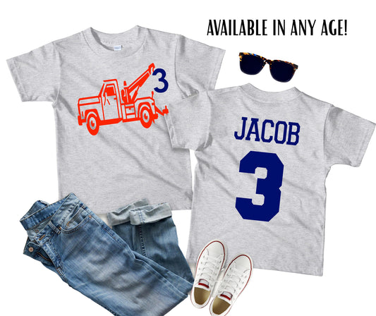 2nd birthday Tow Truck shirt, Wrecker Shirt, 2nd Birthday Gift, Transportation Party