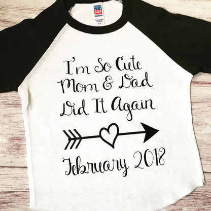 I'm so cute mom & dad did it again Big Sister Shirt - Purple Elephant MS