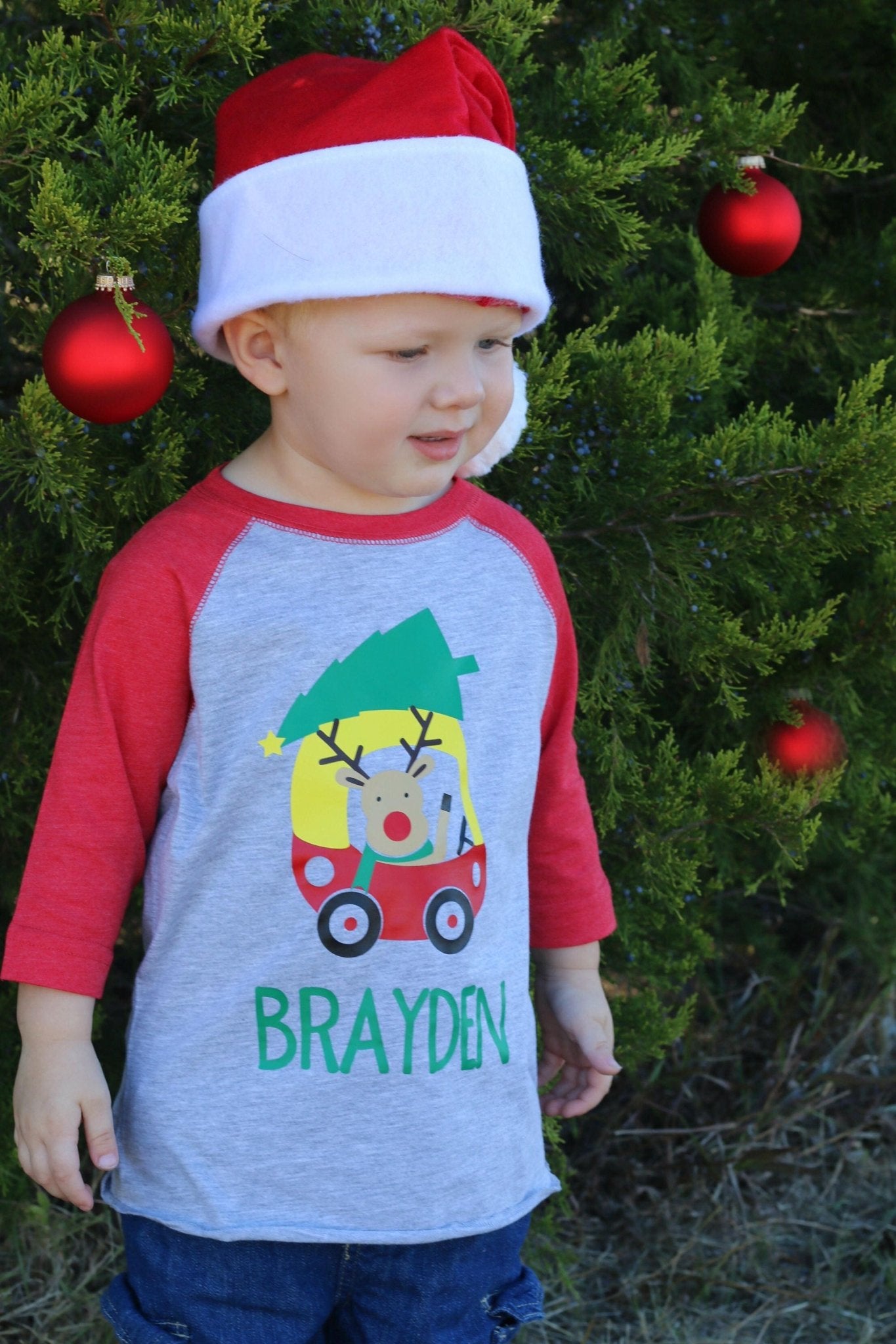 Personalized Christmas Shirt, Gift for Boys, Toddler Christmas Tee - Purple Elephant MS