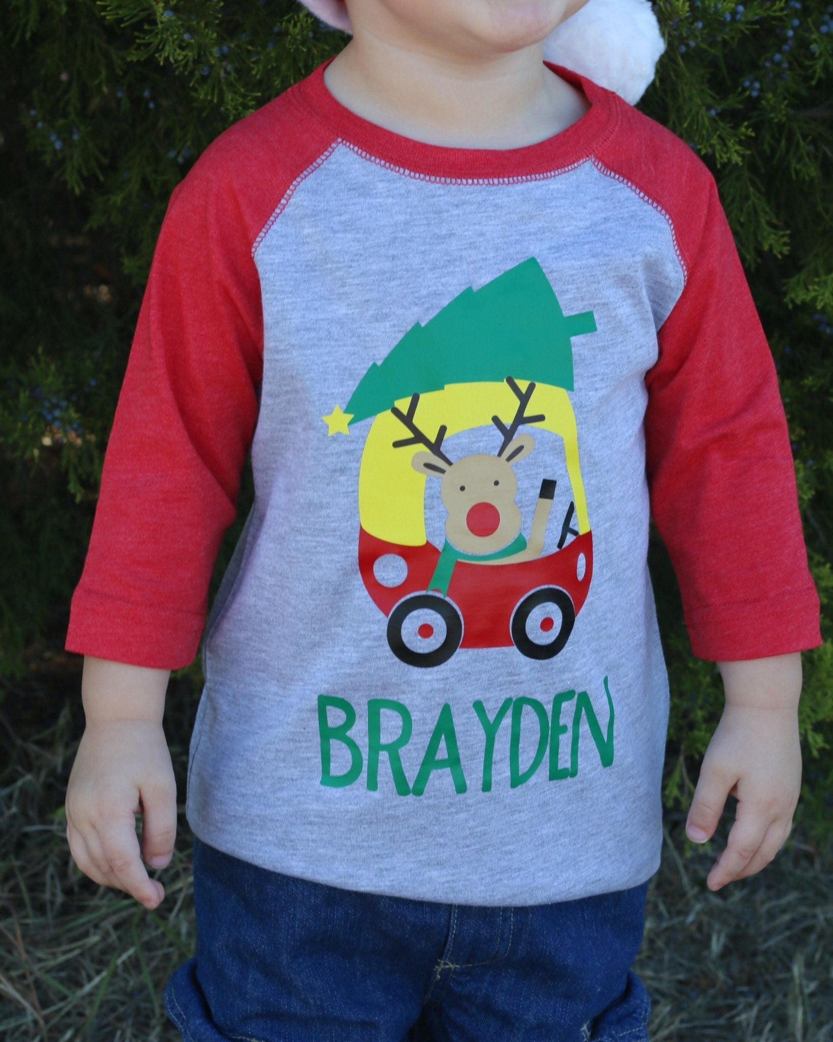 Personalized Christmas Shirt, Gift for Boys, Toddler Christmas Tee - Purple Elephant MS