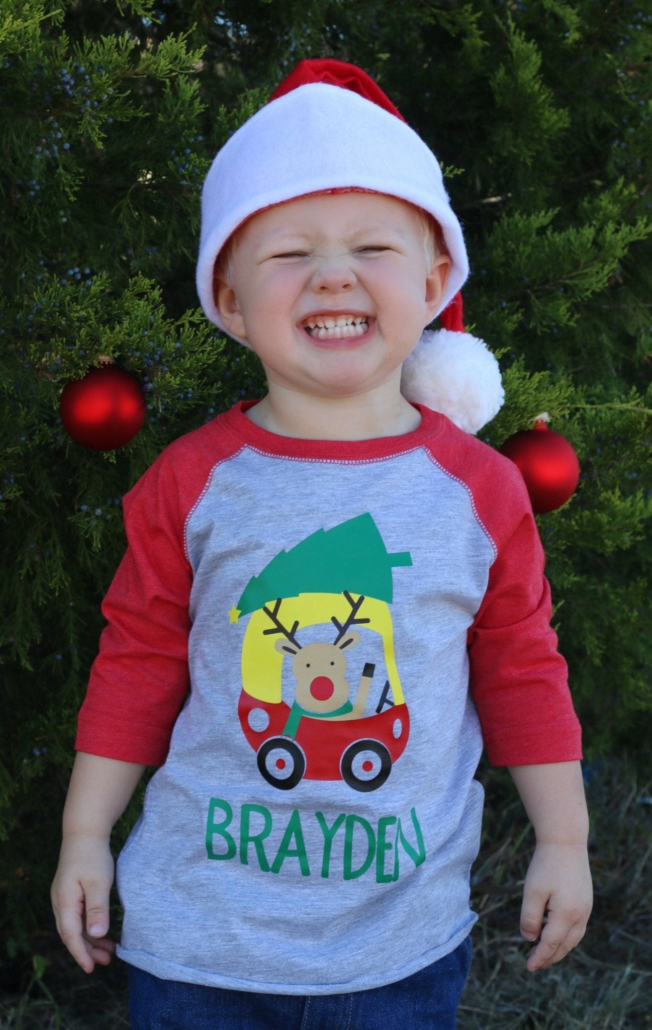 Personalized Christmas Shirt, Gift for Boys, Toddler Christmas Tee - Purple Elephant MS