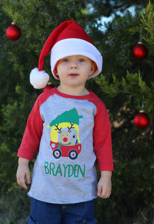 Personalized Christmas Shirt, Gift for Boys, Toddler Christmas Tee - Purple Elephant MS