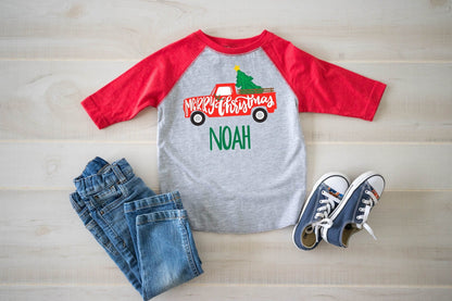 Personalized Christmas Truck Shirt - Purple Elephant MS