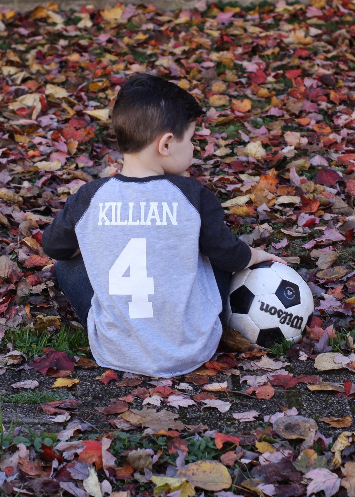 Personalized Soccer 4th Birthday Shirt for Boys - Purple Elephant MS