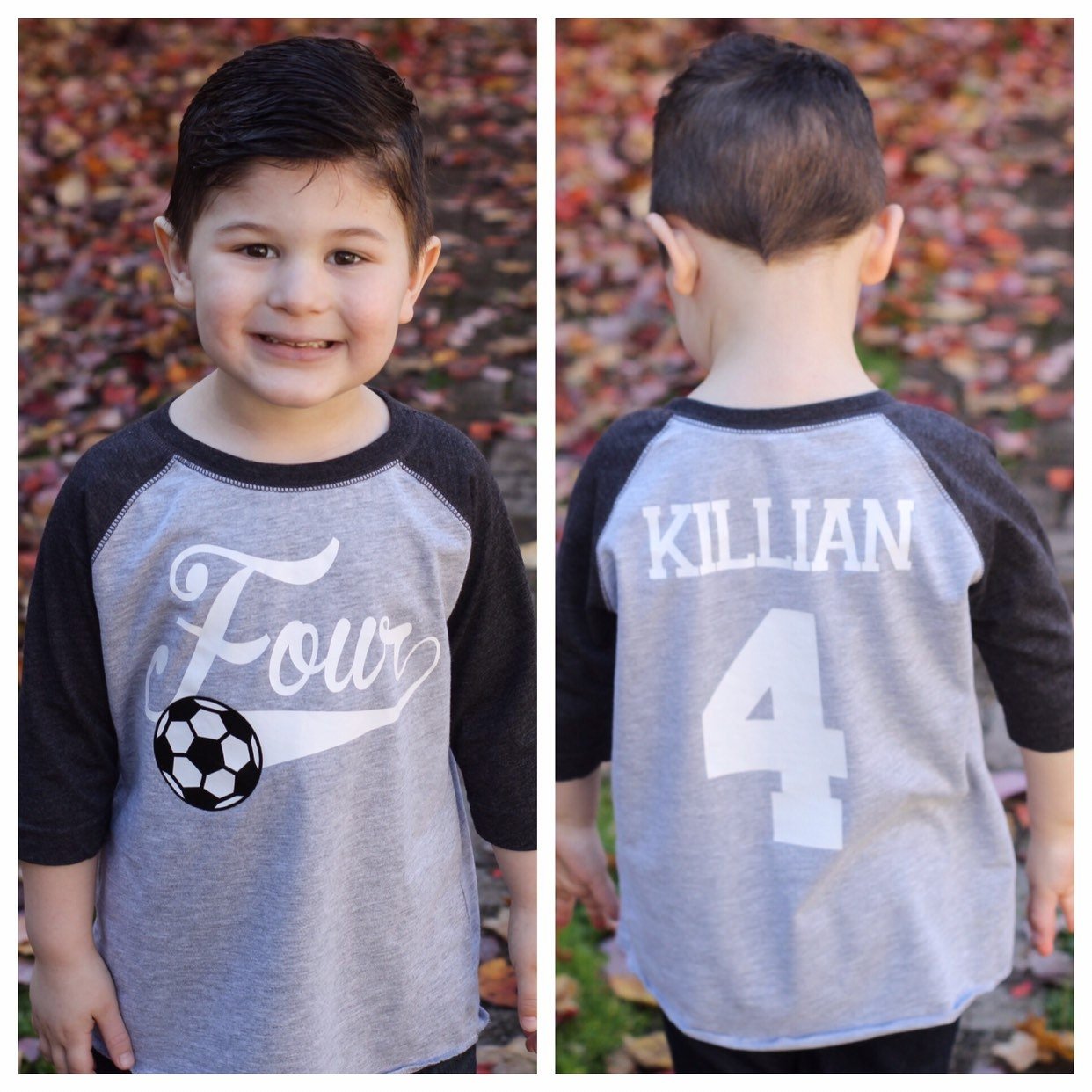 Personalized Soccer 4th Birthday Shirt for Boys - Purple Elephant MS