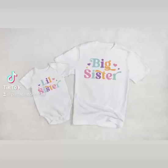 Matching Retro Big Little Sister Shirts | Vintage Sister Sibling Tees | Toddler Baby Sister Outfits | Groovy Sister Matching Shirts