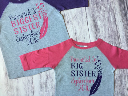 Promoted To Big Sister & Biggest Sister shirts - Purple Elephant MS