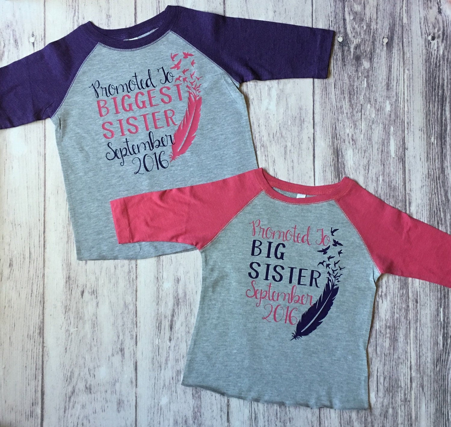 Promoted To Big Sister & Biggest Sister shirts - Purple Elephant MS