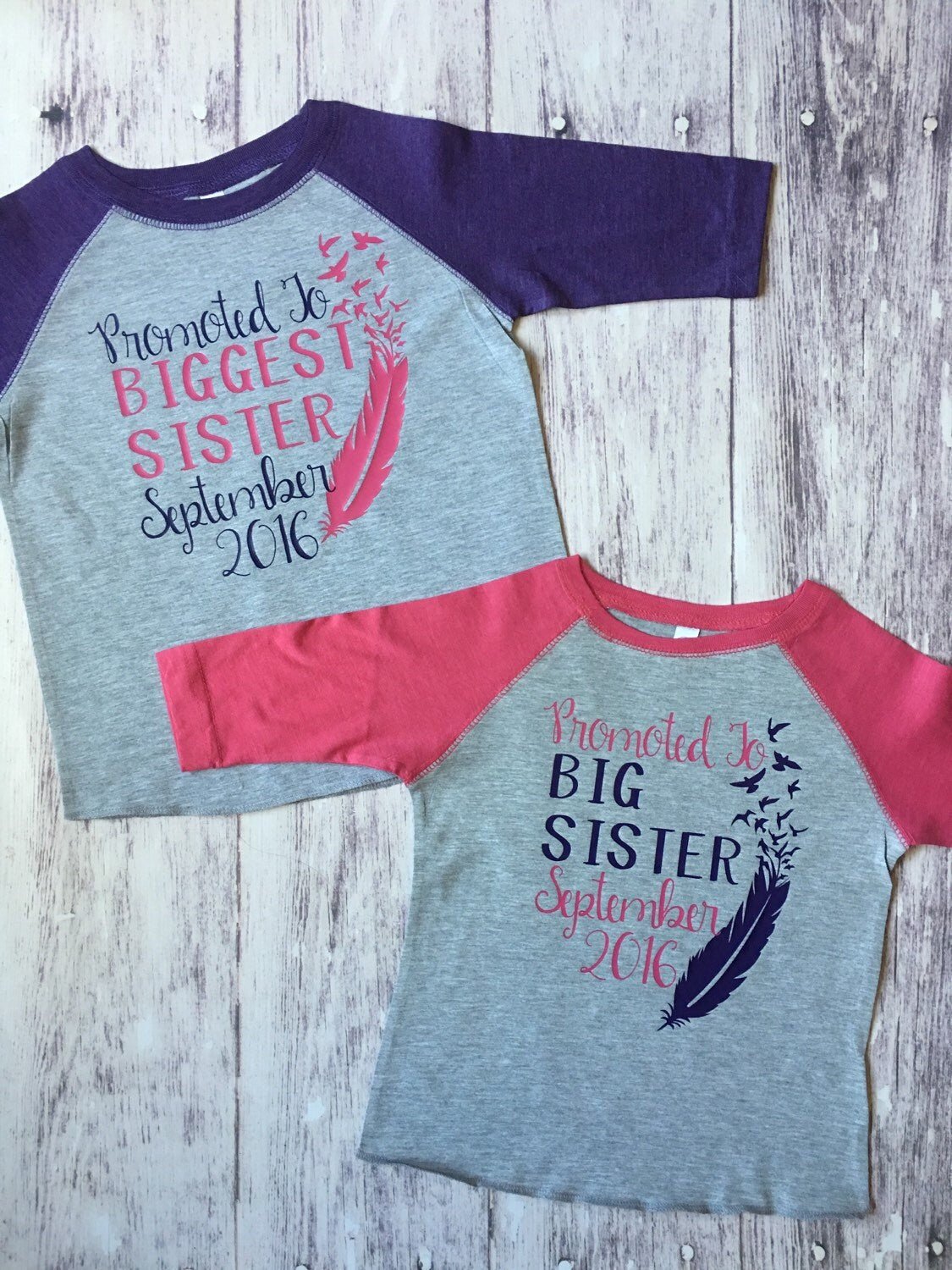 Promoted To Big Sister & Biggest Sister shirts - Purple Elephant MS