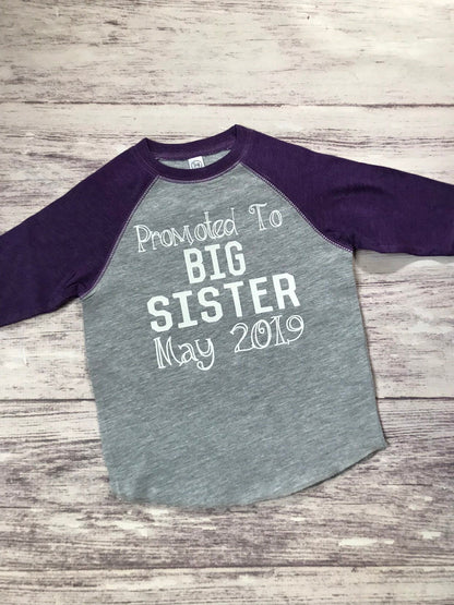 promoted to big sister shirt - Purple Elephant MS