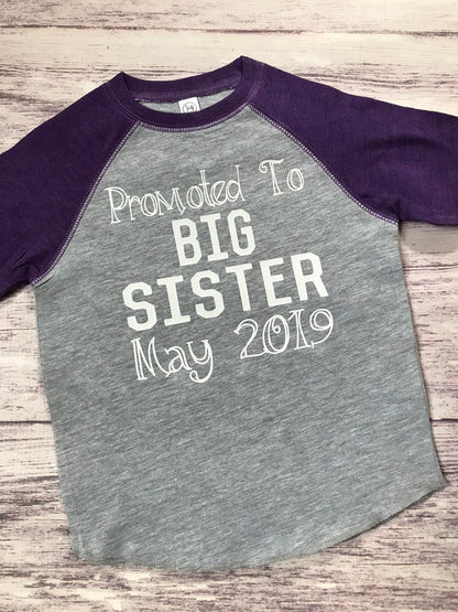 promoted to big sister shirt - Purple Elephant MS