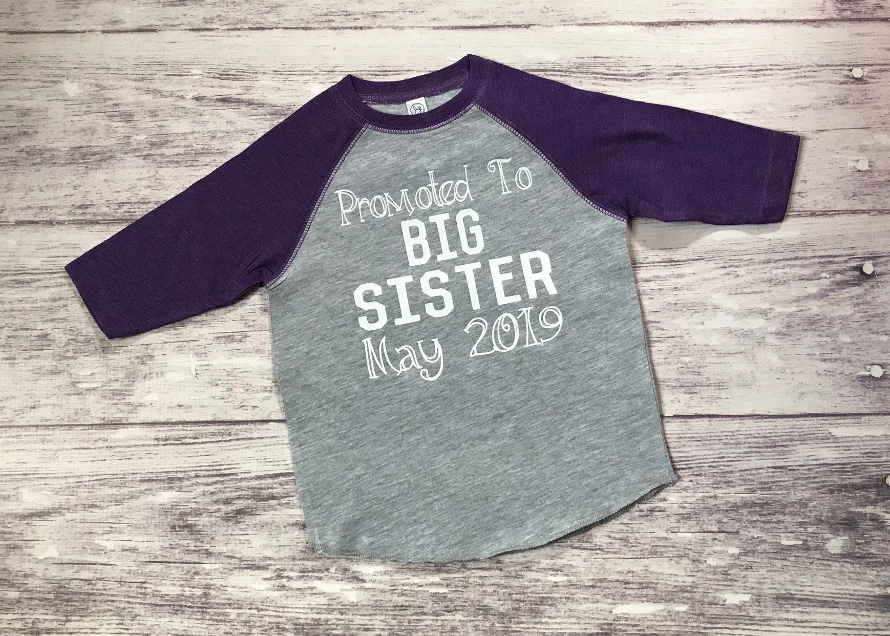 promoted to big sister shirt - Purple Elephant MS