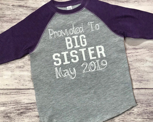 promoted to big sister shirt - Purple Elephant MS