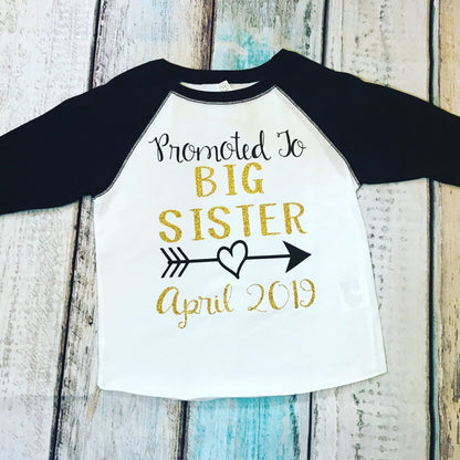 promoted to big sister shirt - Purple Elephant MS