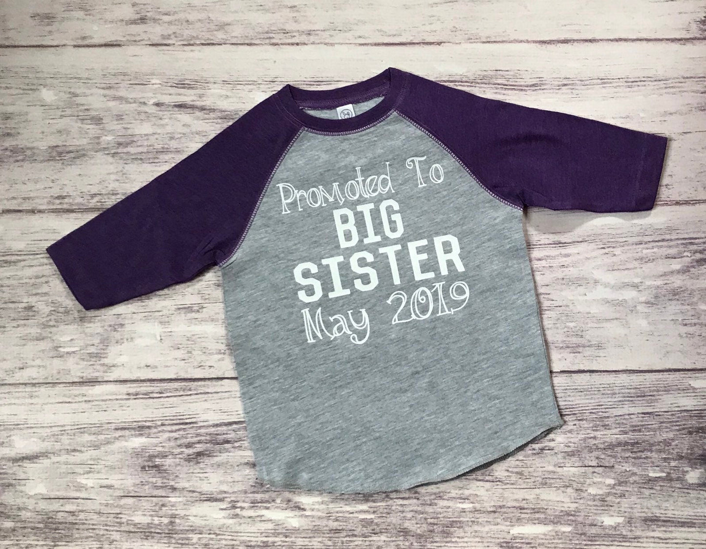 promoted to big sister shirt - Purple Elephant MS