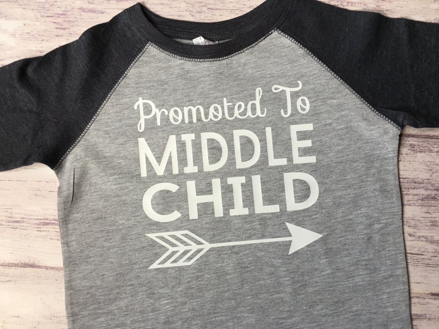 Promoted to Middle Child Shirt, 3rd Baby Pregnancy Announcement, Big Brother or Big Sister Shirt - Purple Elephant MS