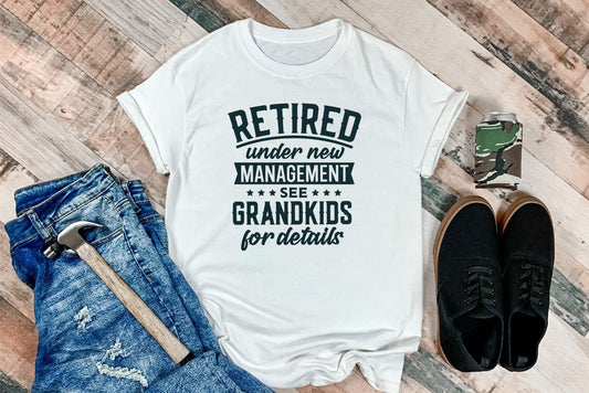 Retired - Under new Management, Retirement Shirt for Men, Gift for Grandpa - Purple Elephant MS