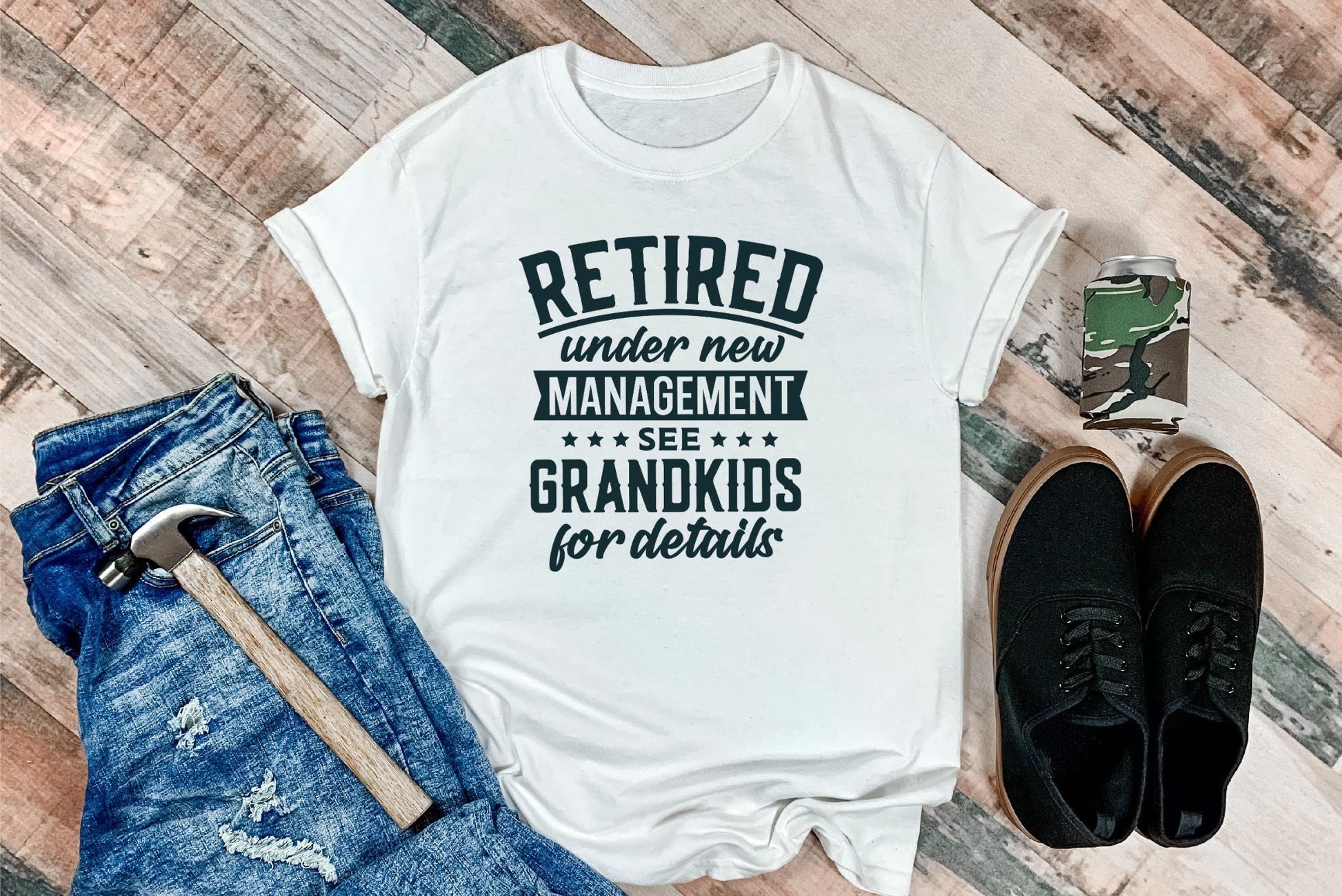 Retired - Under new Management, Retirement Shirt for Men, Gift for Grandpa - Purple Elephant MS