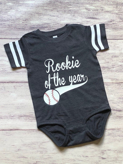 Rookie of the year 1st Birthday shirt, Short Sleeve Rookie of the Year outfit, Gift for 1 year old, First Birthday tee, Sports Birthday Tee - Purple Elephant MS