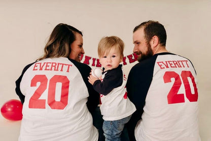 Rookie of the Year First Birthday Family Baseball shirts, Matching Mommy and Daddy of the Rookie Shirts - Purple Elephant MS