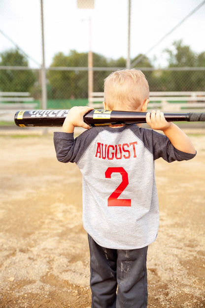 Second Birthday Baseball Jersey Tee for Boys - Purple Elephant MS