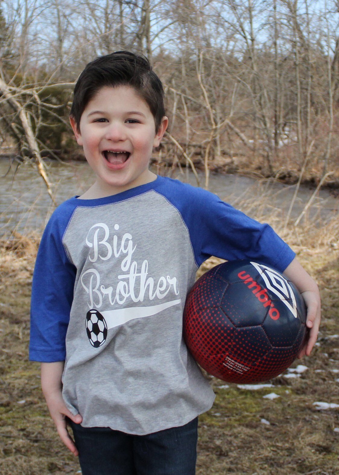 Soccer big brother shirt - Purple Elephant MS