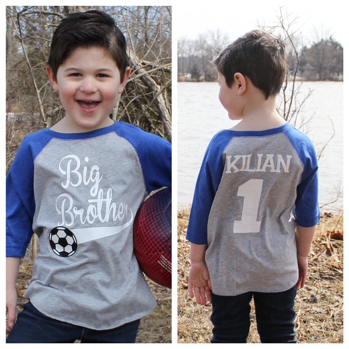 Soccer big brother shirt - Purple Elephant MS