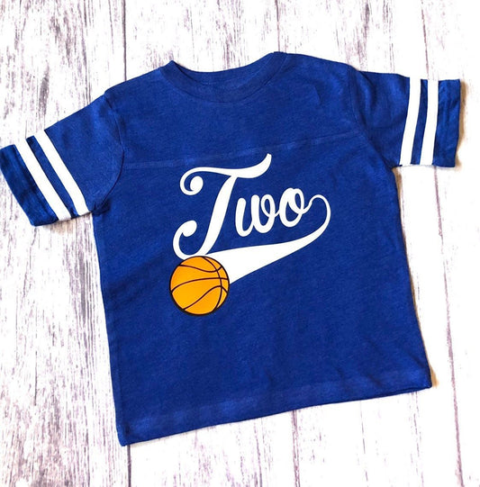 Sporty Kids' Birthday Outfit - 2nd Birthday Basketball Shirt - Purple Elephant MS