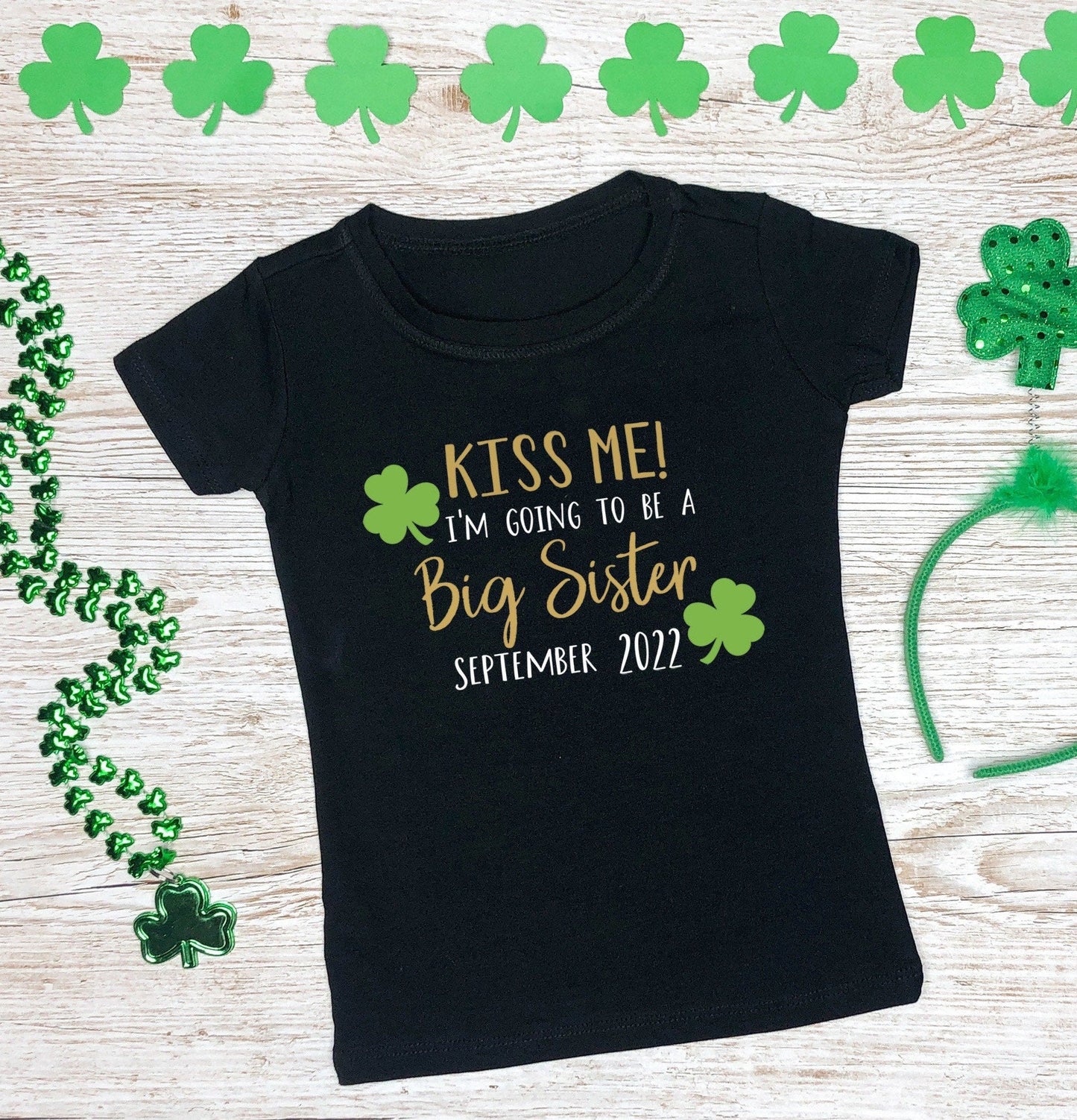 St. Patricks Big Sister Announcement Tee - Purple Elephant MS