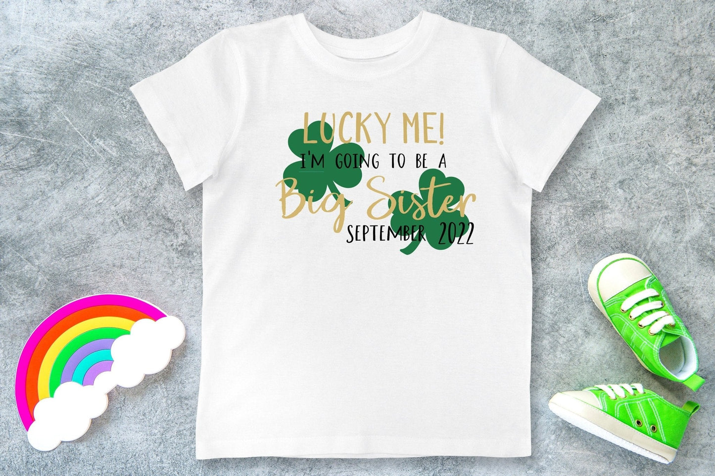 St. Patricks Big Sister Announcement Tee - Purple Elephant MS