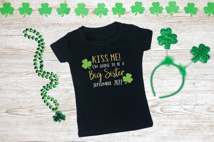 St. Patricks Big Sister Announcement Tee - Purple Elephant MS