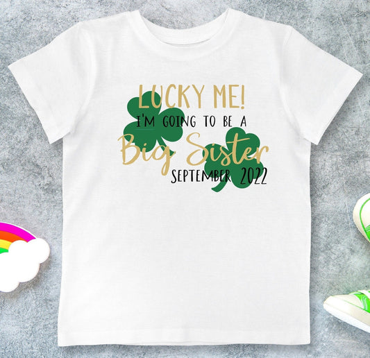 St. Patricks Big Sister Announcement Tee - Purple Elephant MS