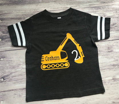 Toddler 2nd Birthday Construction Theme Digger Shirt Gift - Purple Elephant MS