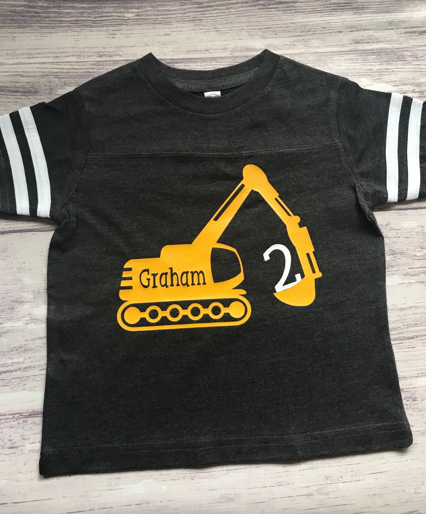 Toddler 2nd Birthday Construction Theme Digger Shirt Gift - Purple Elephant MS