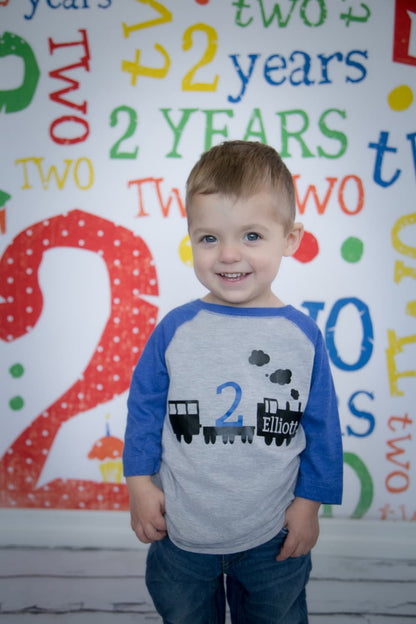 Train 2nd birthday shirt - Purple Elephant MS