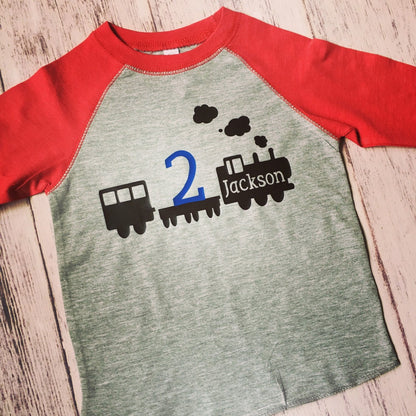 Train 2nd birthday shirt - Purple Elephant MS