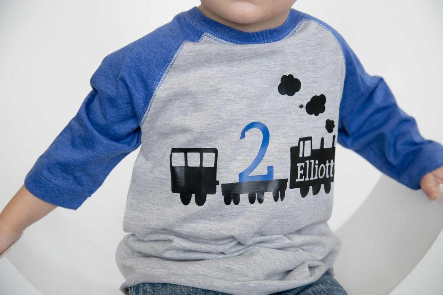 Train 2nd birthday shirt - Purple Elephant MS