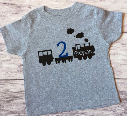 Train birthday shirt, choo choo train birthday shirt, train t-shirt, train shirt, train birthday party, choo choo train party - Purple Elephant MS