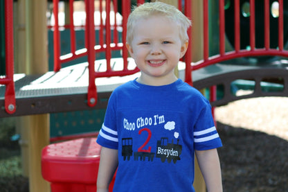 Train - Themed Second Birthday Shirt for Kids Party - Purple Elephant MS