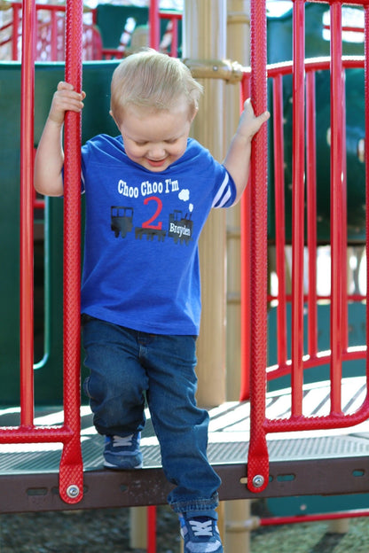 Train - Themed Second Birthday Shirt for Kids Party - Purple Elephant MS