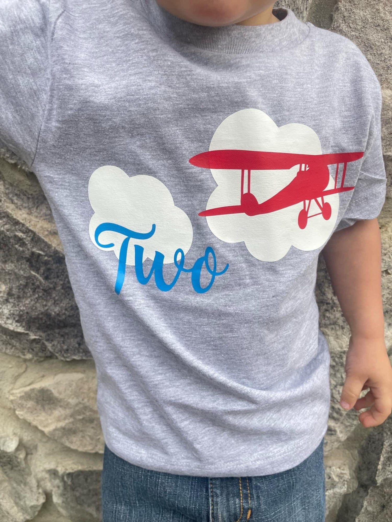 Two Fly Airplane Shirt for Boys Birthday Party - Purple Elephant MS