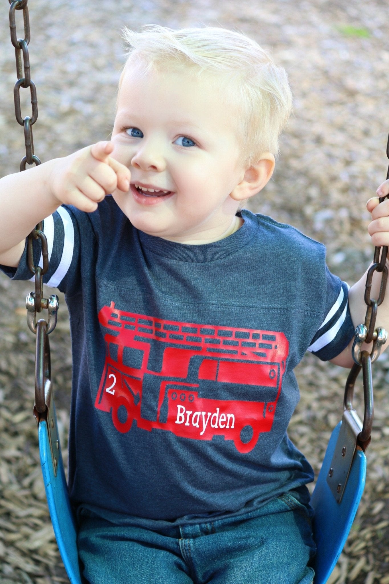 Two Year Old Firefighter Themed Birthday Shirt for Toddlers - Purple Elephant MS